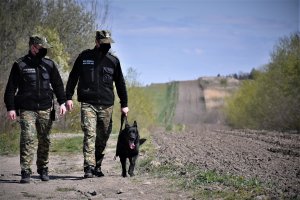 patrol BiOSG na granicy z psem służbowym 